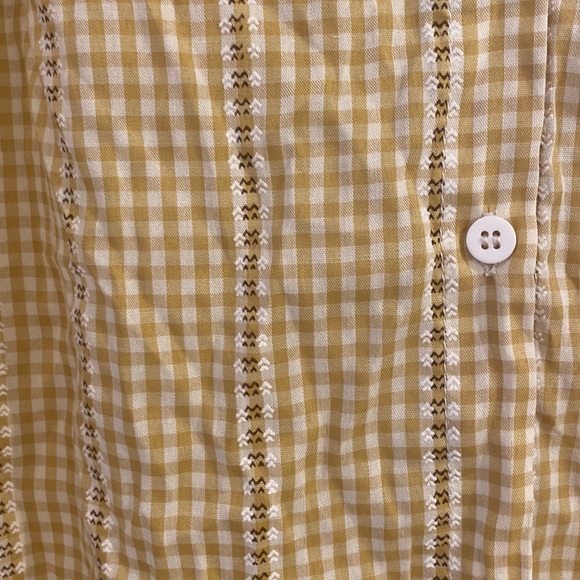 Yellow and white plaid button down - Picture 3 of 5
